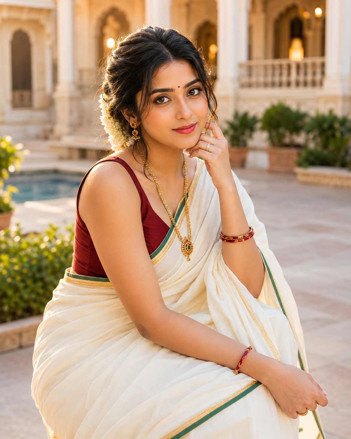 Sunny Priya in White Saree | Beautiful Indian Girl Photo