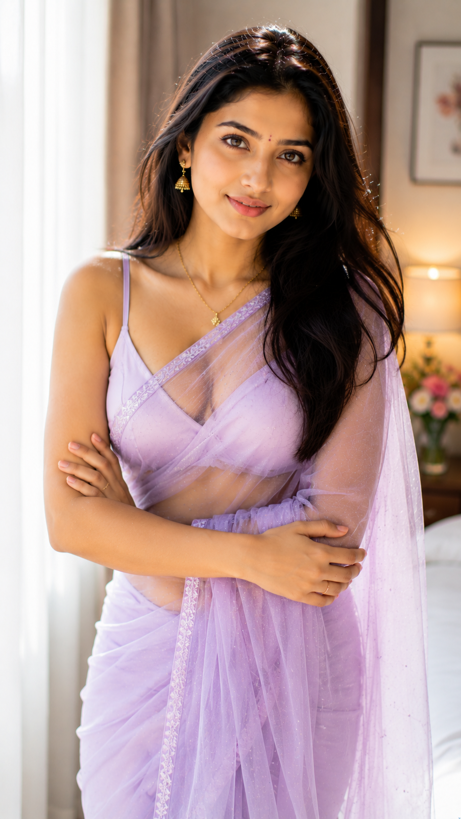 Fiza Beautiful Lavender Saree Portrait