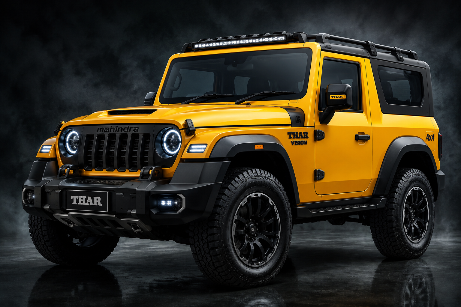 Yellow Mahindra Thar 4x4